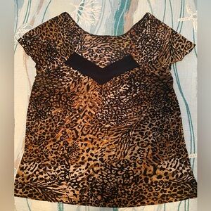 Lane Bryant Brown and Black Cheeta print Cap Sleeve Blouse size 2X